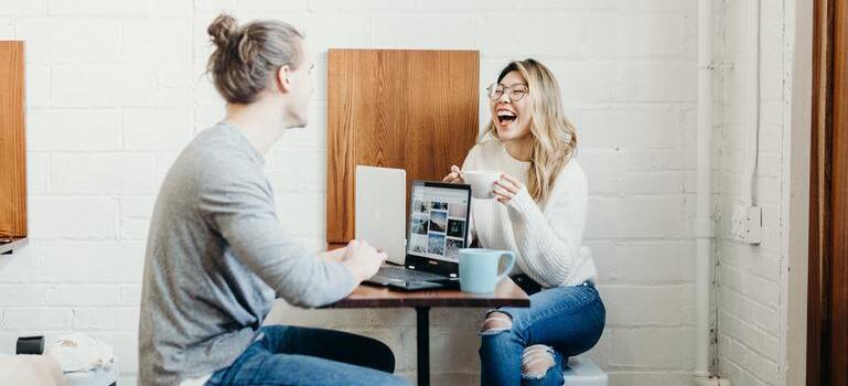 two people talking