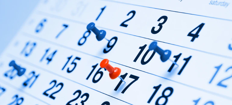 pins on a calendar