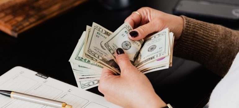 woman counting money